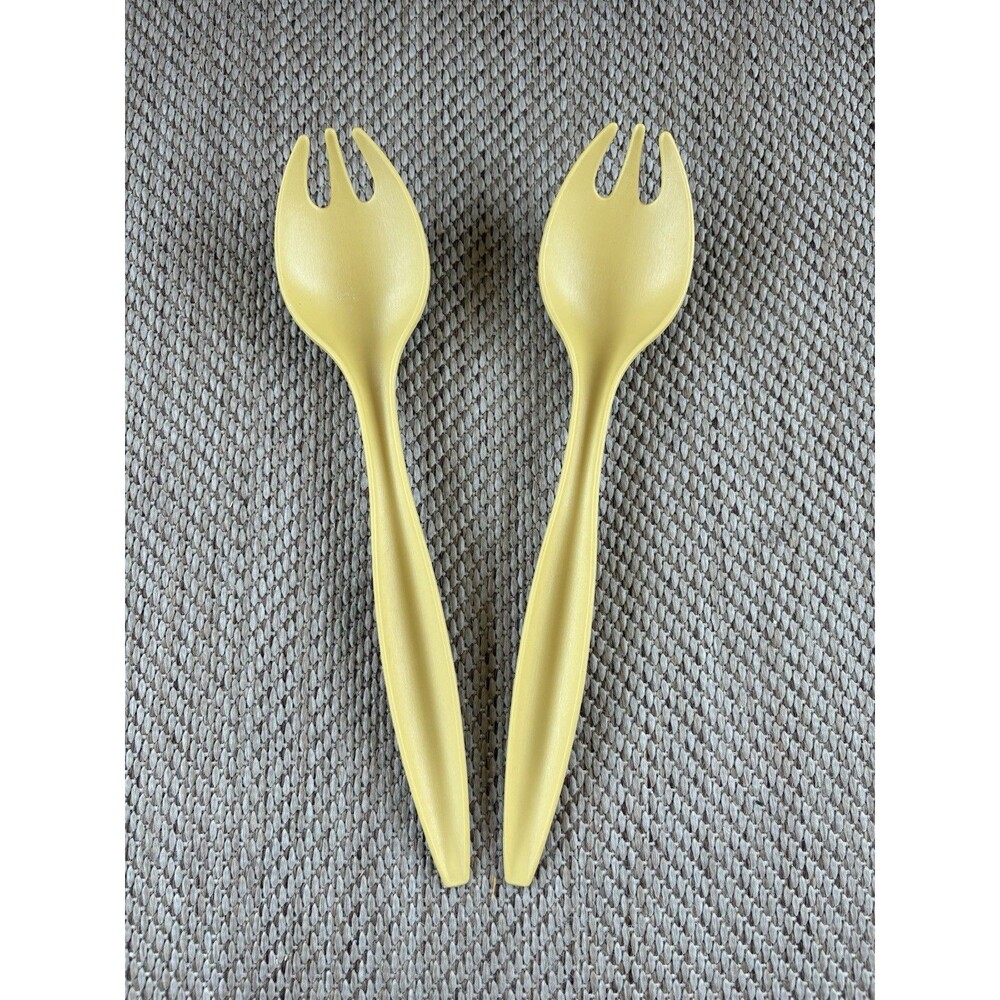 Tupperware‎ Salad Serving Set 12 Inch Spoon/Fork Sporks Lot Of 2 USA